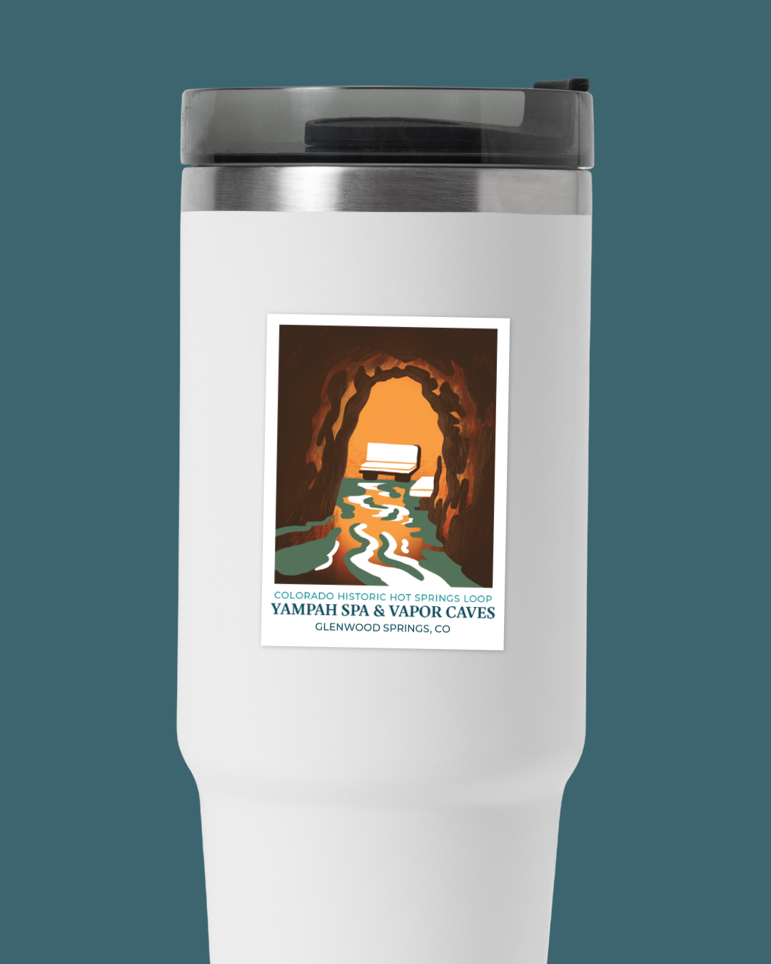 Colorado Historic Hot Springs Loop Destination Sticker - Glenwood Springs: Yampah Spa & Vapor Caves