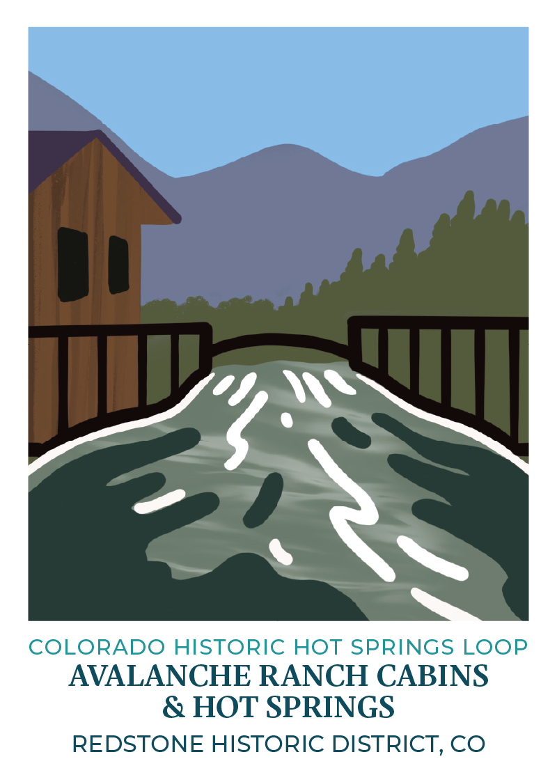 Colorado Historic Hot Springs Loop Destination Sticker - Redstone Historic District: Avalanche Ranch Cabins & Hot Springs