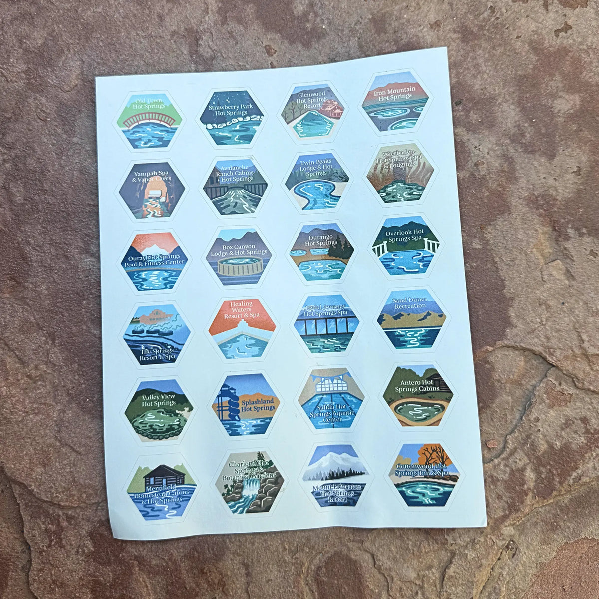 Colorado Historic Hot Springs Loop 32 oz Insulated Water Bottle with Collectible Hot Springs Sticker Set