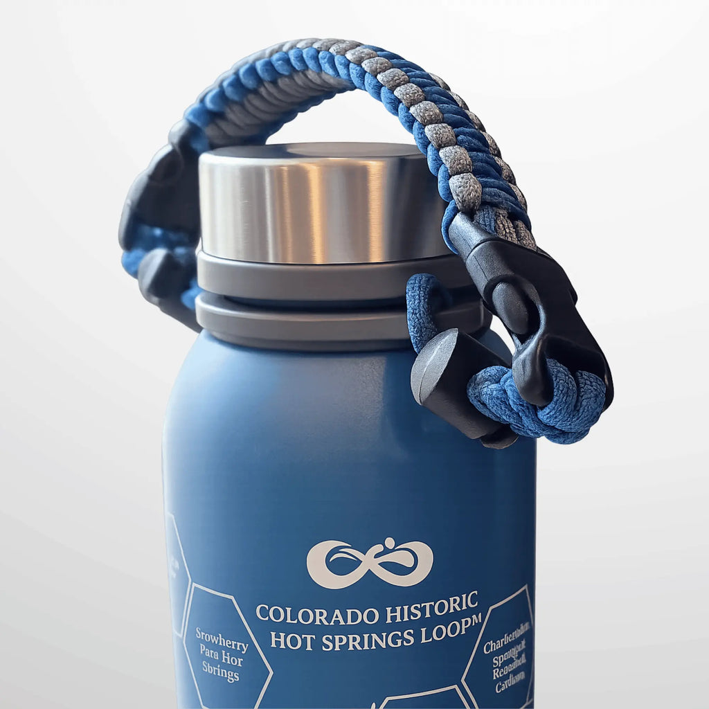 Colorado Historic Hot Springs Loop 32 oz Insulated Water Bottle with Collectible Hot Springs Sticker Set