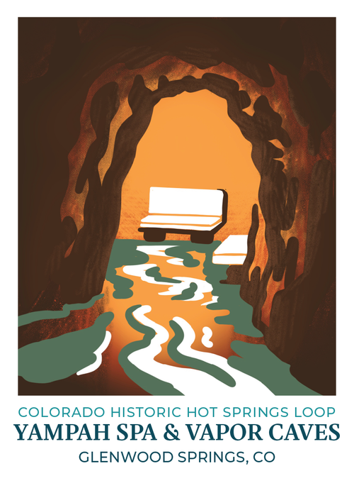 Colorado Historic Hot Springs Loop Destination Sticker - Glenwood Springs: Yampah Spa & Vapor Caves