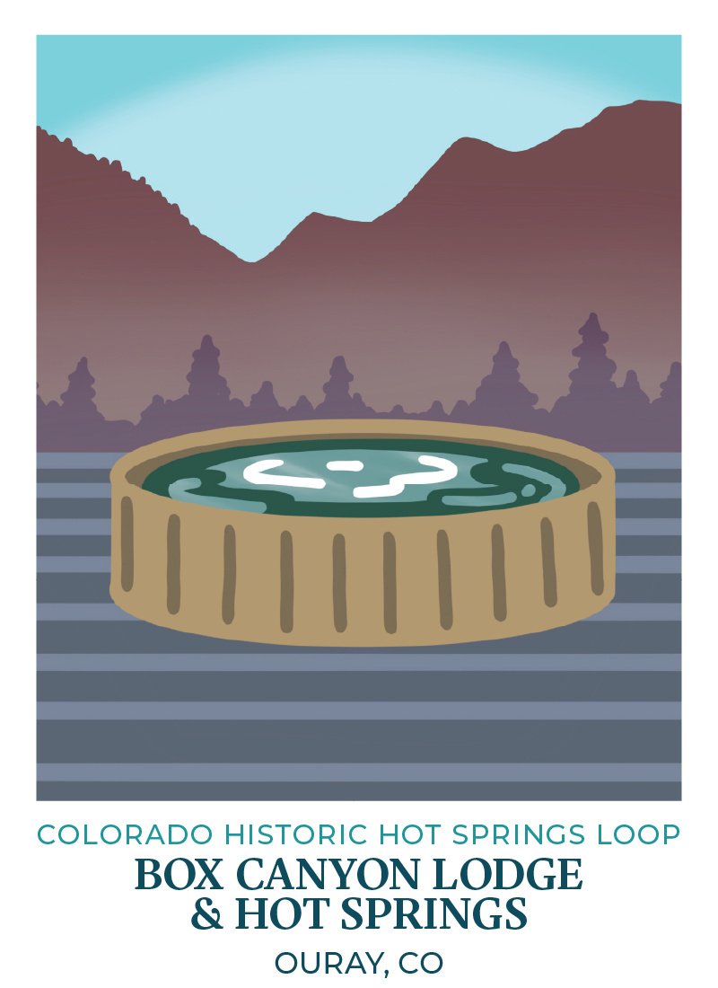 Colorado Historic Hot Springs Loop Destination Sticker - Ouray: Box Canyon Lodge & Hot Springs