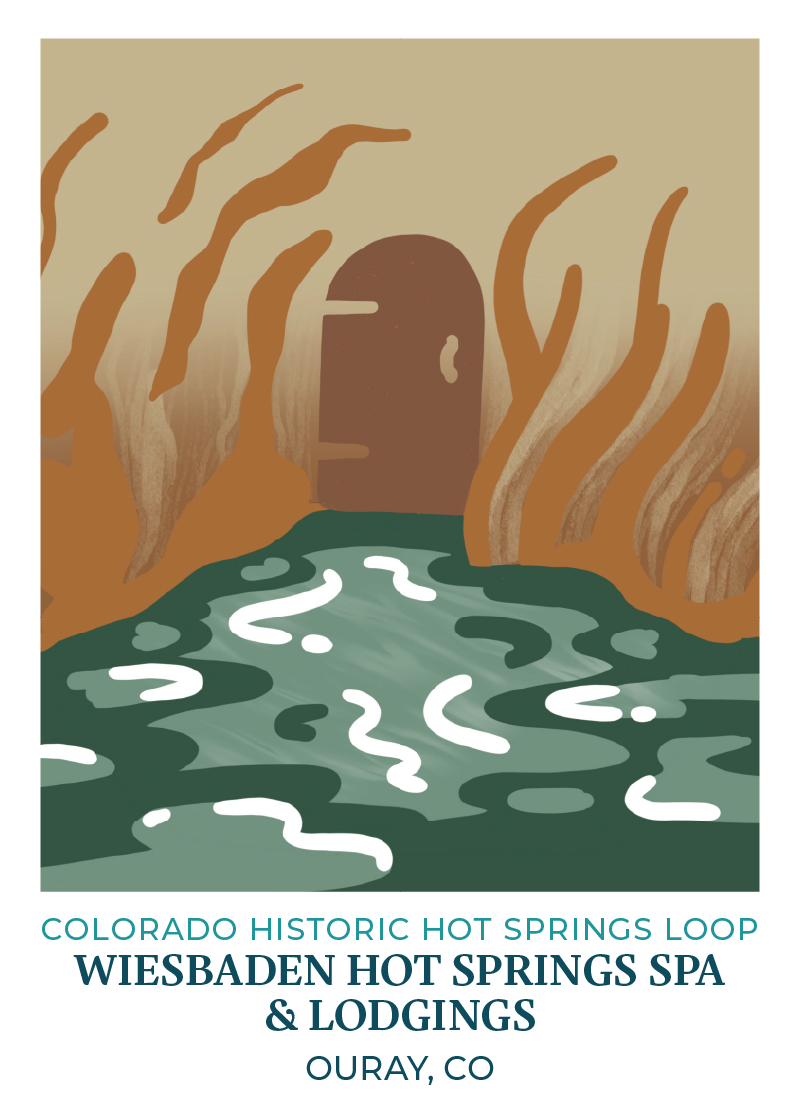 Colorado Historic Hot Springs Loop Destination Sticker - Ouray: Wiesbaden Hot Springs Spa & Lodgings