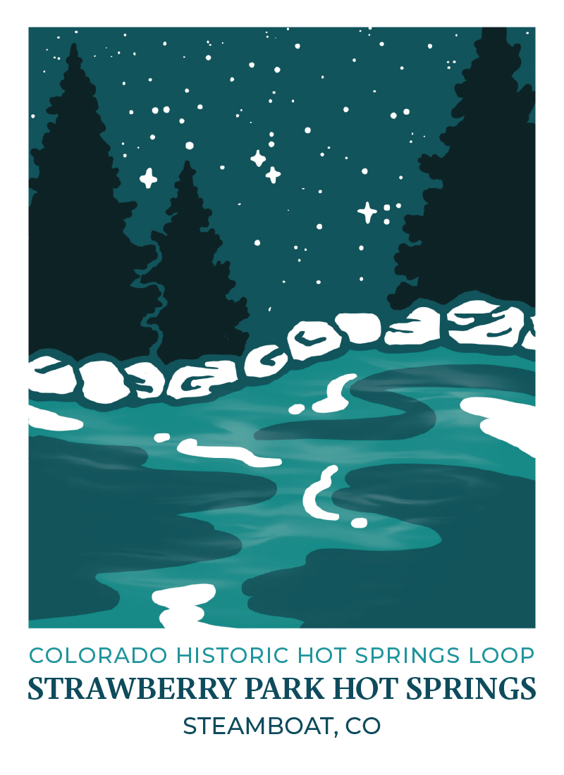Colorado Historic Hot Springs Loop Destination Sticker - Steamboat: Strawberry Park Hot Springs